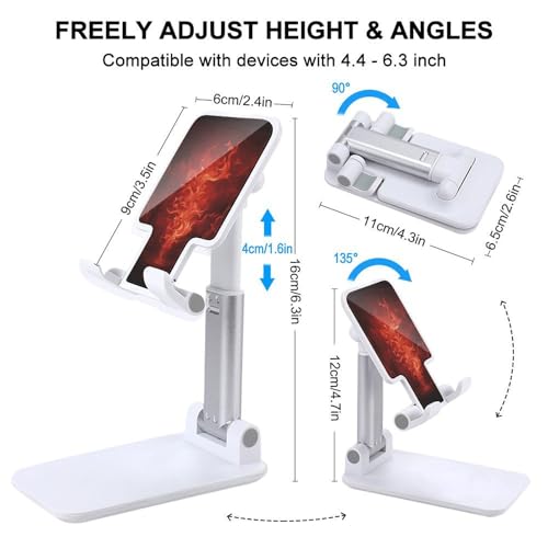 Support pliable pour téléphone portable de bureau réglable compatible iPhone Android rouge