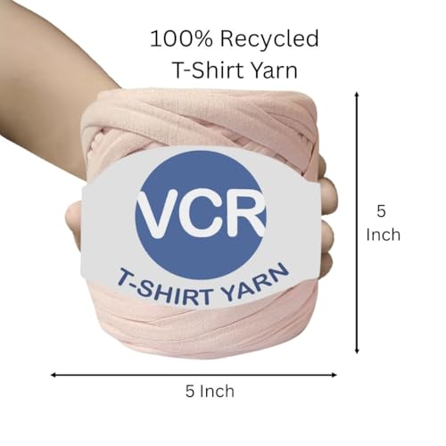 Image of VCR Powder Pink Big T-Shirt Yarn, 100 Meters Length, Recycled & Fashionable Craft Yarn, Pack of 1, Suitable for Crochet, Knitting & DIY Bags, Baskets, Cushions & Home Decor Projects