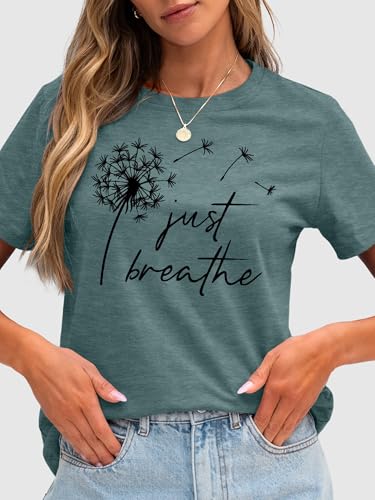 Image of Anbech Womens Dandelion Graphic T-Shirts Teen Girls Cute Sunflower Print Casual Tee Tops