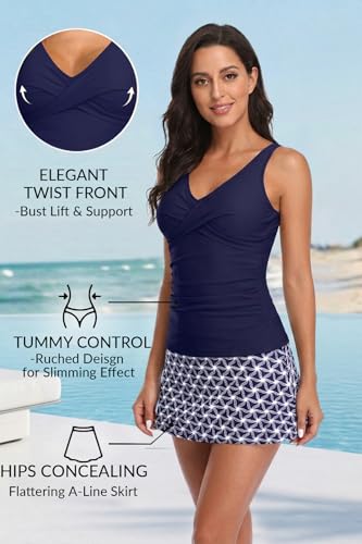 Image of Talisea Womens Tankini Bathing Suits with Skirt Two Piece Tummy Control Swimsuits Ladies Swimwear