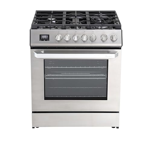 Rangaire RRG303TS 30' Gas Range Oven with Timer - Stainless Steel, Sealed Burners, Convection Fan, Easy Reach Racks