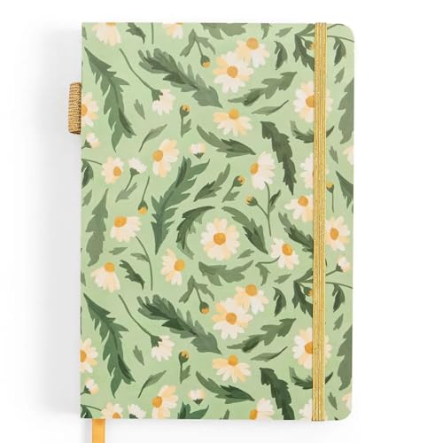 Carnet de notes à points avec couverture rigide florale et détails dorés raffinés