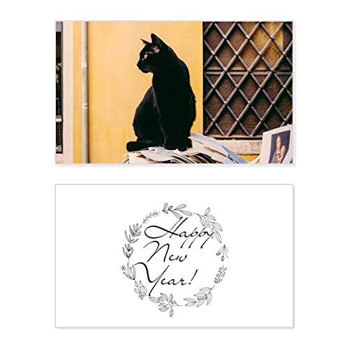 Tarjeta de felicitación de Año Nuevo para sorprender a los amantes de los gatos