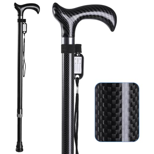 SILAIDESI Carbon Fiber Walking Cane for Men and Women - 10 Height-Adjustable...