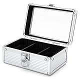 October 1st 腕時計 ケース 3本 収納 アルミ ボックス メンズ 時計 持ち運び 保管 インテリア用 Watch Box 耐衝撃 (シルバー)