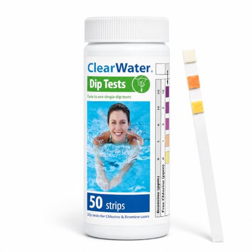 Clearwater Hot Tub Pool and Spa Test Strips x 50-4 in 1 - Measures Chlorine Bromine PH and Total Alkalinity