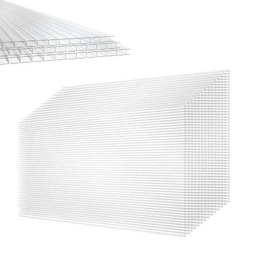 XINZI 14 lastre alveolari in policarbonato, ca. 10,25 m², per serra, doppi pannelli resistenti ai raggi UV e agli urti, piastre di ricambio, trasparenti