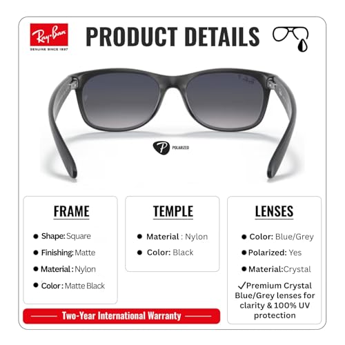 Image of Ray-Ban RB2132 NEW WAYFARER CLASSIC Square Shaped Sunglasses for Men & Women with Official RAYBAN Eyewear Kit