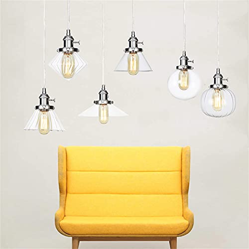 Lampes suspendues avec interrupteur en verre et métal chromé - 3