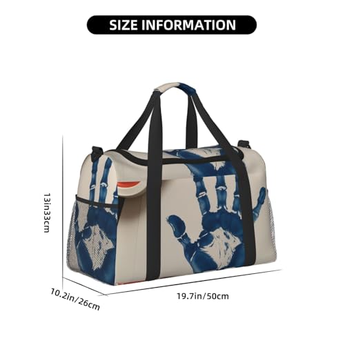 Hand Print Print Travel Duffle Bag - Foldable Personal Item Travel Bag for Women & Men,Carry-On Convertible Crossbody Tote Bags with Adjustable Shoulder Strap & Pockets 13x10.2x19.7 in4