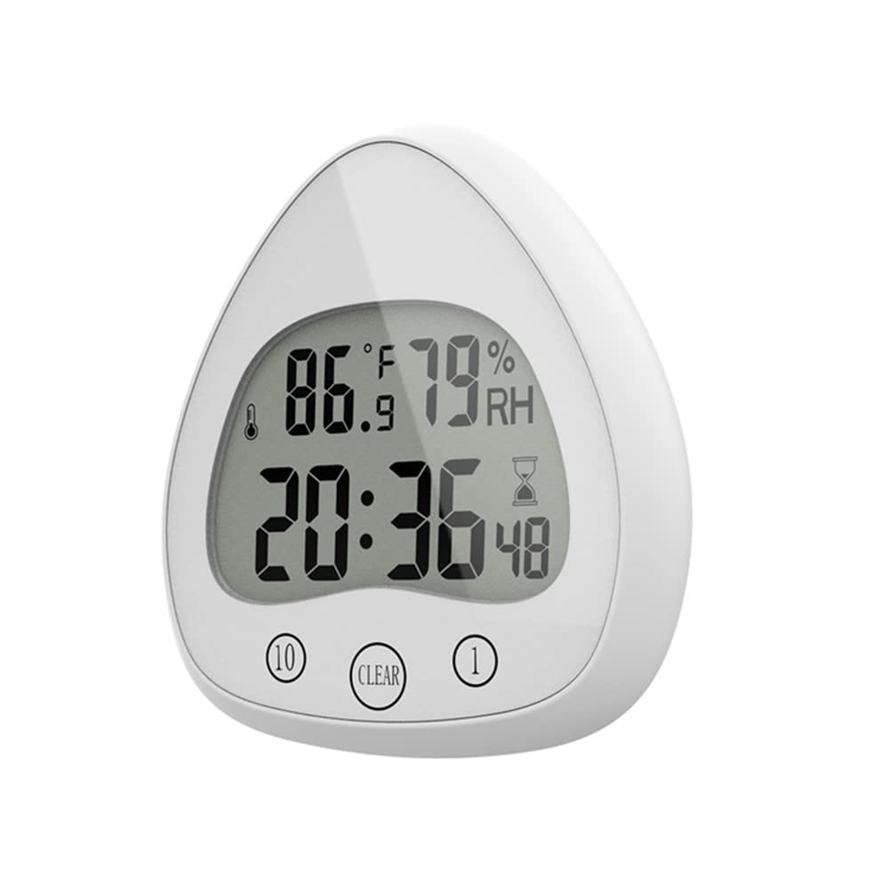Orologio da Parete Digitale per Bagno Doccia Muto Timer da Cucina Super Impermeabile Antiappannamento Antipolvere con Ventosa Temperatura Umidità Induzione(Bianco)