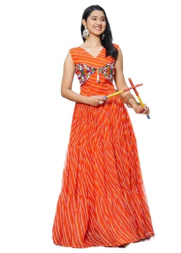 Costume Navratri 14950 robe indienne Georgette Bandhni pour fête