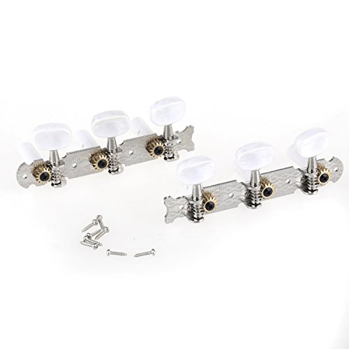 Musiclily Pro Mécaniques 3×3 pour Guitare Classique, Nickel Bouton Ovale Blanc - Les Beatles, Paul McCartney, John Lennon, RIngo Starr, George Harrison Musiclily Pro Mécaniques 3x3 pour Guitare Classique, Nickel Bouton Ovale Blanc