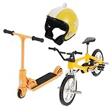 TOYANDONA ミニチュア 自転車 キックスケーター ヘルメット 3点セット 1/12スケール モデル インテリア装飾 おままごと 手作り