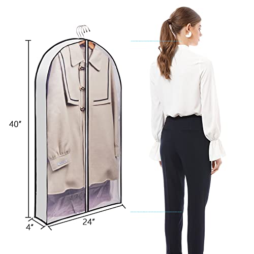 40" Garment Bags For Hanging Clothes 4" Gusset For Closet Storage And Travel Clear Hanging Bags For Dress Suits Coats Moth Proof, 3 Packs-White #TOP5