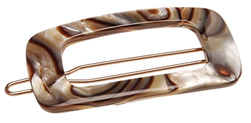 France Luxe Rounded Cutout Rectangle Tige Boule Barrette - Onyx