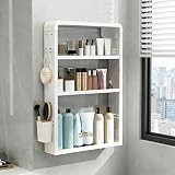 Pllrbvshs Armadietto Bagno Regolabile, Mensola da Parete Senza Fori, Grande Capacità, Acciaio al Carbonio Antiruggine, Organizer Doccia Cucina WC.(35 x 10 x 60 cm)