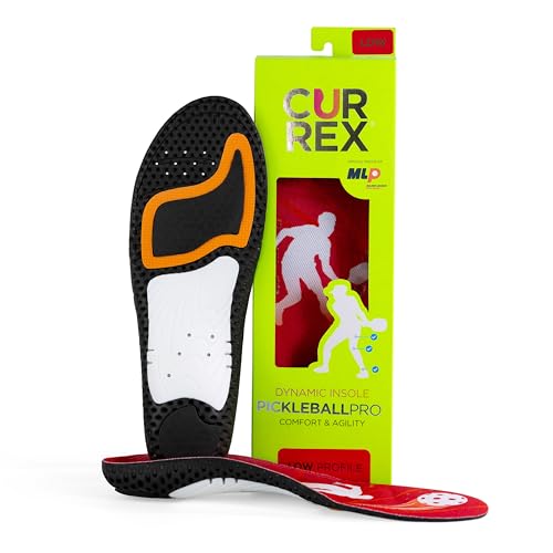 CURREX PICKLEBALLPRO Insoles for Pickleball Shoes – Arch Support Inserts w/Super Grip Surface & Premium Heel Cushioning, Helps Improve Foot Stability – for Men & Women– Low Arch, Medium