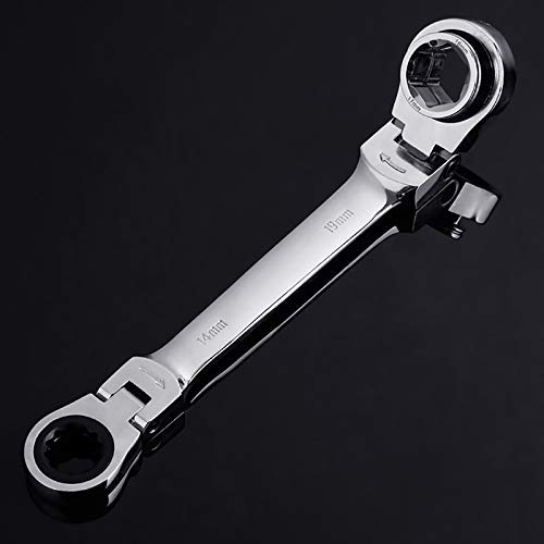 Juego de Llaves de Vaso universales de 6-19 mm con Llave de carraca de Caja Doble Llave combinada de carraca Reversible de Doble Cabezal 13 en 1