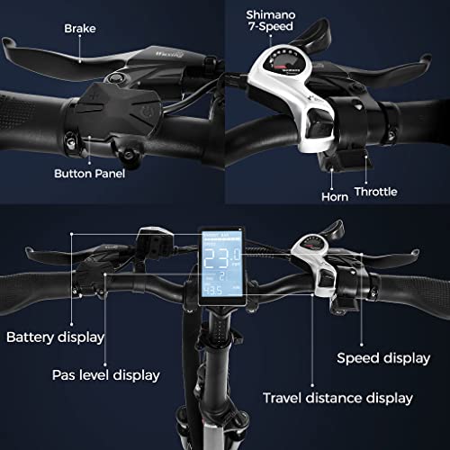 Eahora Upgraded Azarias 750W 30 Mph Electric Bikes For Adults With 48V 18Ah Battery Up To 80 Miles Folding Electric Bike For Adults 20" Ebikes With Full Suspension,3A Fast Charger,Shimano 7-Speed #TOP3
