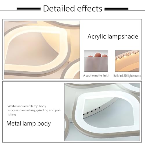 Grand luminaire salon plafonnier LED moderne blanc 80cm pour bureau et chambre - 7