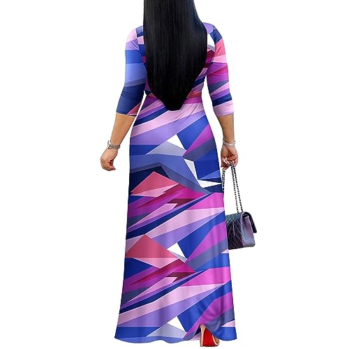 Image of FANDEE Plus Size Maxi Dress for Women Casual Summer Sundress V-Neck 3 /4 Sleeve