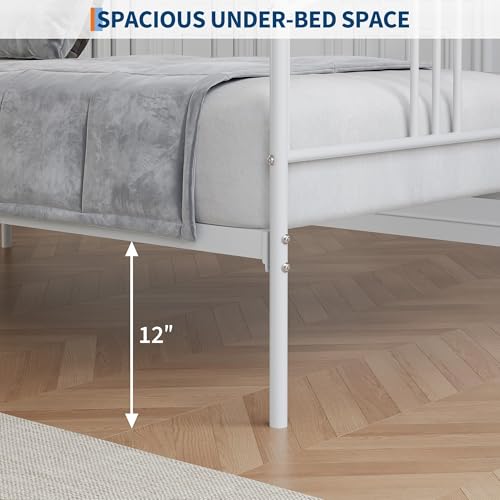 Image of Garvee Twin Metal Daybed, Metal Sofa Bed Frame with Arched Headboard, Guest Sofa Bed with Steel Slat Support, No Box Spring Required, Easy Assembly, White