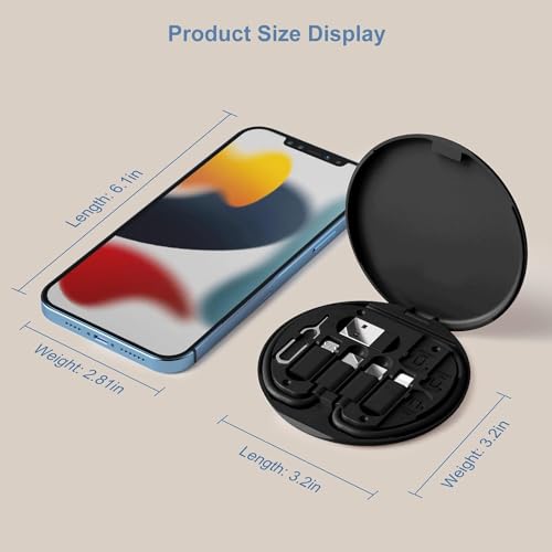 Image of All in One 60W USB Fast Charging Travel Cable Set Type C, Lightening and Micro USB Port Inbuilt Mobile Stand Compatible with iPhone, iPad,Samsung,OnePlus, Mi,Oppo,Vivo,iQOO(Black)