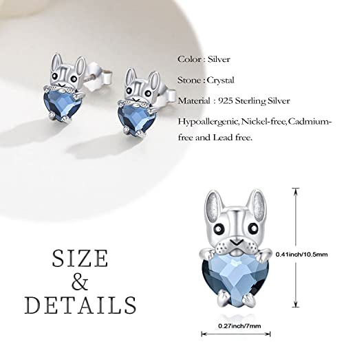 Image of 925 Sterling Silver Dog Earrings Cute Animal Puppy Stud Earrings Dog Jewelry Gifts for Women Girls Pet Lover Hypoallergenic Earrings for Sensitive Ears