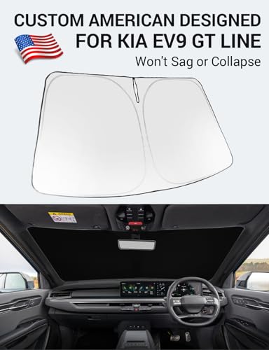 Image of Proadsy 2026 Upgrade Windshield Sun Shade Custom Fit Kia EV9 2024 2025 2026 Foldable Front Sunshade Protector Sun Visor Blocks UV Rays Keep Car Cooler Accessories