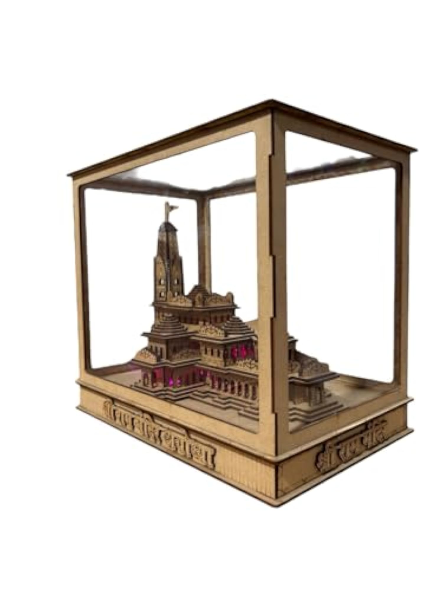 Ram Mandir Showpiece with LED Light, MDF Temple Model
