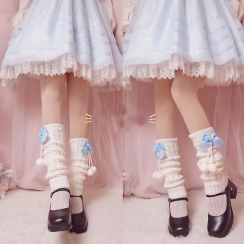 Kawaii Leg Warmers Y2K Cute Lolita Leg Warmers Japanese Harajuku Fashion Clothes Accessories Bow Knee High Socks4