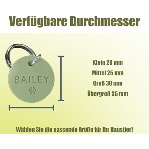 Geräuschlose Runde Personalisierte Hundemarke aus Silikon Beidseitig Graviert Anpassbarer Haustier-ID-Anhänger mit Optionalem Muster für Hunde und Katzen Geräuschlose Namensschilder(Farblose Gravur)