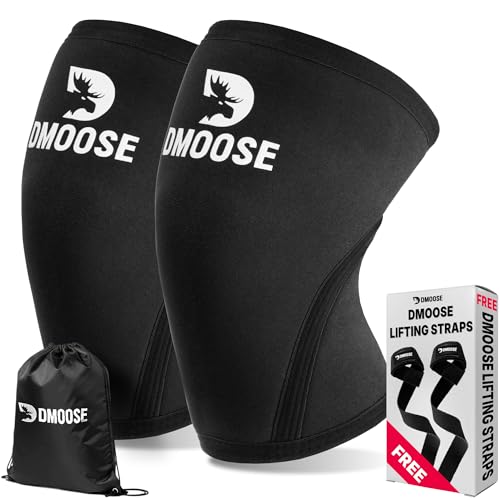 DMoose Fitness Knee Sleeves for Weightlifting (Pair) 78 Knee Wraps for Squats Powerlifting & Joint Stability