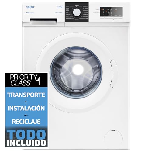 Sauber - Lavadora de carga frontal SERIE 3-W8123-8 kg - 1200 RPM - D - Programa Extra Rápido 15 minutos - Media Carga Avanzada - ENTREGA EN DOMICILIO CON INSTALACIÓN INCLUIDA