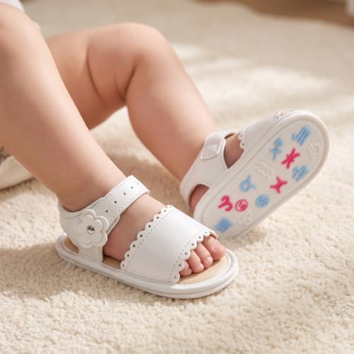 Image of Babelvit Infant Baby Girl Boy Sandals Comfort Premium Summer Outdoor Casual Beach Shoes with Flower Bowknot Anti Slip Rubber Sole Newborn Toddler Prewalker First Walking Shoes