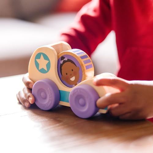 Image of Melissa & Doug GO Tots Wooden Star Cars (2 Cars, 2 Disks) Stacking Toys for Infants, Hand Push Vehicles, Wooden Car Toys for Toddlers Ages 1+ - FSC-Certified