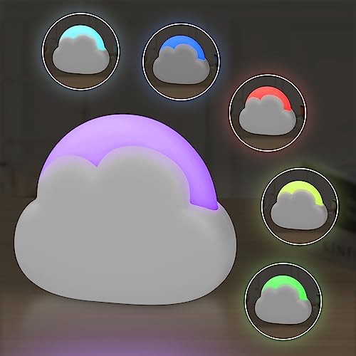 Kids Night Light Rechargeable, Dimmable Cloud Light with 7 Colour Cycle, Nursery Decoration Accessories, Portable Toddler Torch, Bedside Lamp with 45 Minute Timer for Baby Changing, Breastfeeding