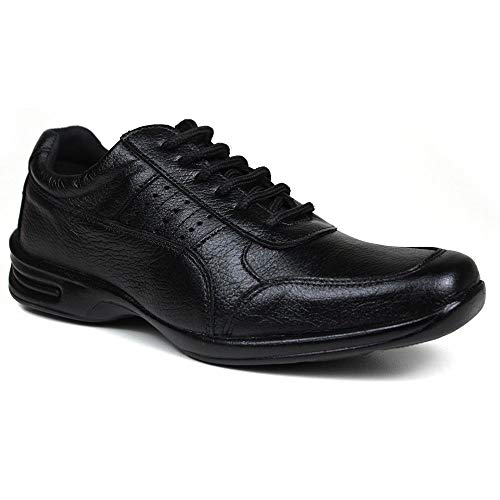 KIT Sapato Anti Stress Casual Masculino Confort + Cinto e Carteira Couro Cor:Preto;Tamanho:38