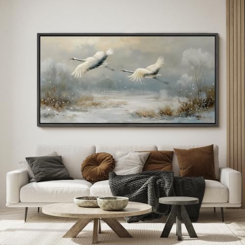 Image of MUDECOR Extra Large Framed Canvas Print Wall Art Crane Art for Living Room