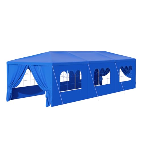 10x30 Party Tent with 8 Removable Sidewalls Tents for Parties, Weddings, BBQ, Birthday, Waterproof Outdoor Event Canopy Tent, Patio Camping Gazebo, Carpas para Fiestas, Blue