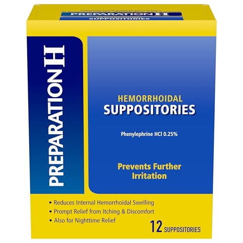 Preparation H Hemorrhoid Suppositories For Itching And Discomfort Relief - 12 Count (Pack of 1)