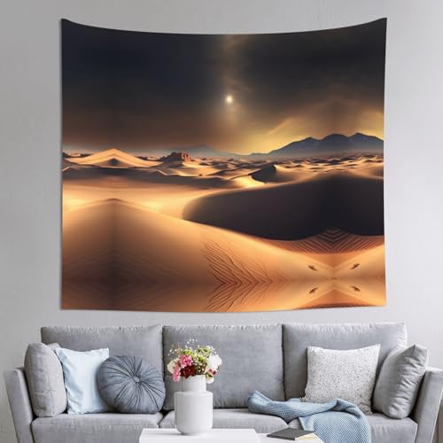 AKGFFDS Tapiz Sahara con impresión del desierto de 60 x 51 pulgadas, suave, ligero para uso en interiores y exteriores. Para dormitorio, decoración de dormitorio, manta de playa, paños de picnic
