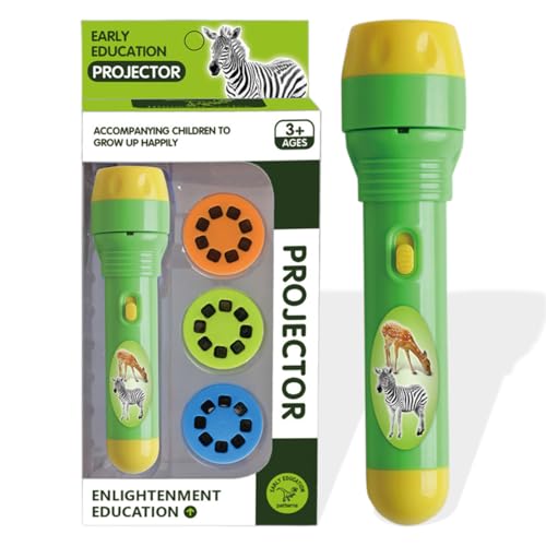 Kinder Projektor Taschenlampe Tier Spielzeug zum Wand Decke Zelt Lehrreich Wissenschaft Einstellen Tier Geschenk für Junge Mädchen ab 3 Jahre mit 3 Blätt Tattoos (Tier)