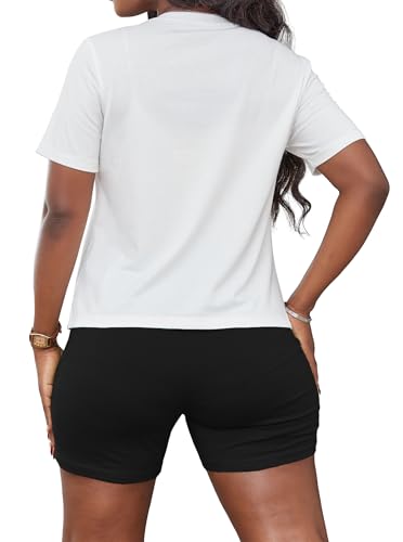 Hilinker Womens 2 Piece Outfits Short Sleeve Top and Shorts Set Summer Workout Casual Tracksuit4