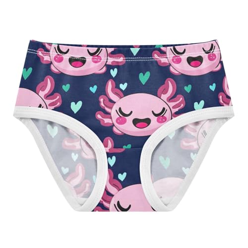 Cotton Toddler Girls Underwear Cute Axolotls Dark Navy Pink Girl Panties Cute Print Kids Undies Briefs 2t