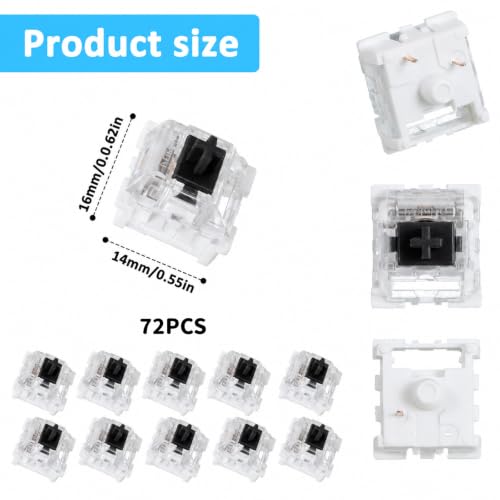 Image of 72 Black Mechanical Keyboard Switches 3Pin Key Clicker Replacement