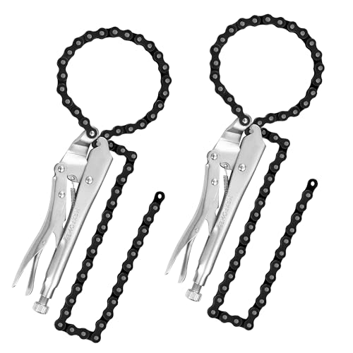 MAXPOWER Locking Chain Clamp 9-Inch Locking Chian Pliers with 35.8-Inch Chain 2 Pack