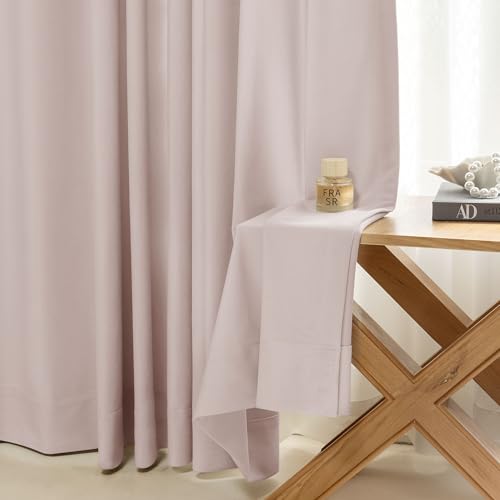 Image of Beauoop Pink Velvet Curtains 108 Inches Long 2 Panels for Bedroom Living Room Soft Luxury Room Darkening Thermal Insulated Soundproof Rod Pocket Window Treatments Drapes, 52X108 Set of 2