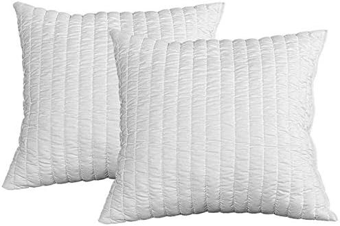 Evergreenweb - 2 pack Bed Memory Foam Pillows size 60x60 cm, Shredded Memory Flake Foam, Soft padding effect Feather, Hypoallergenic White Cover, Pair of Orthopaedic Pillow for Cervical Neck Pain